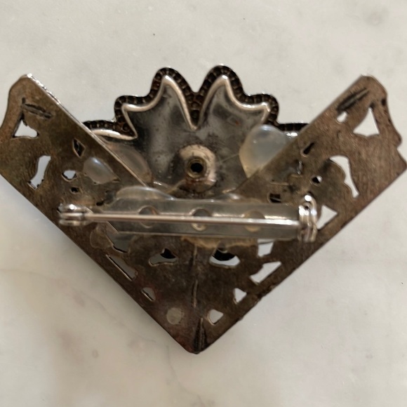 Silver turquoise vintage brooch - Picture 5 of 6